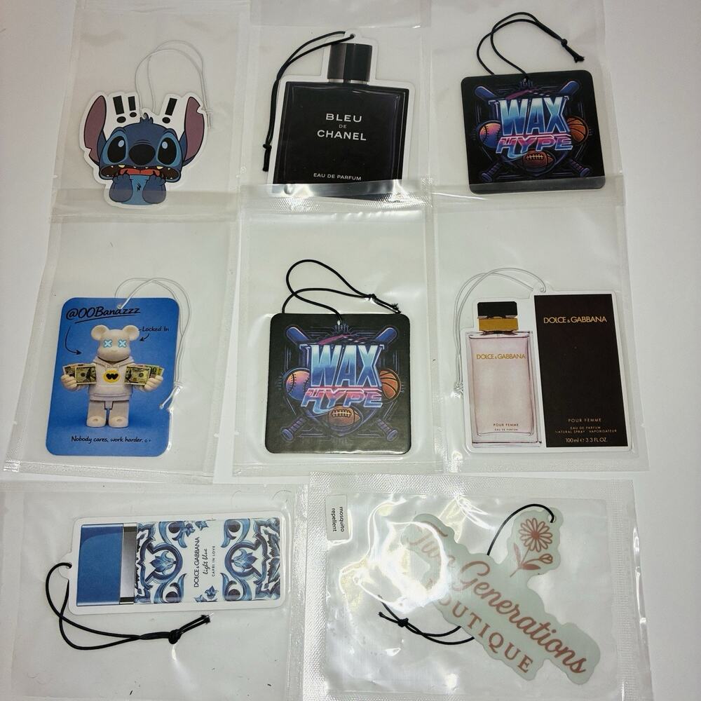 8 Pc Car Air Freshener Lot Hanging Novelty Fragrance Assorted Designs
